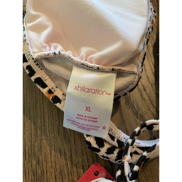 Junior's Xhilaration Ribbed Bralette Bikini Top, Animal Print, X-Large, NEW, 820 - Picture 8 of 8
